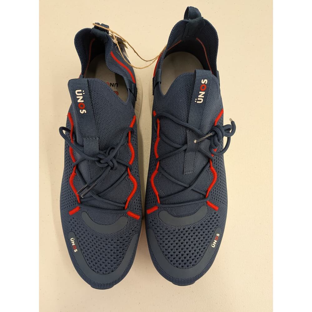 UNOS One Size Slip On Sneakers Blue Red Knit Comfort Mens 11-12 Womens